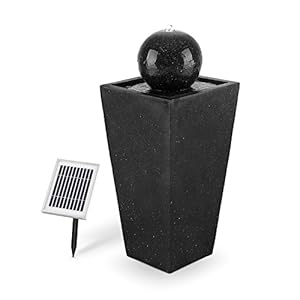 Blumfeldt Königsbrunn – fontein, tuinfontein, waterpartij, kogelfontein, zonne-energie, 8 stuks Batterijvoeding, 200 L/h pompcapaciteit, 300cm² fotovoltaïsche ruimte, LED-lichtring, basalt, zwart