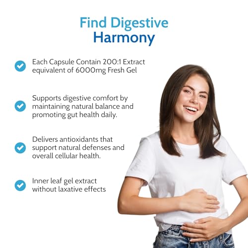 Health4All Aloe Vera Gel Extract 6000mg 90 Capsules, Digestive Health Detox Supplement, Support for Leaky Gut, Acid-Alkaline and pH Balance, Pure Vegan Cleanse Capsules (not Tablets) | Made in UK - Image 2