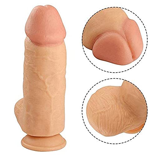 Realistischer Dildo Analdildo Analplug, Größe 24cm*7cm, mit Starkem Saugnapf für Freihändiges Spielen, Flexibles Sexspielzeug mit Großem Penis und Schwanz (Fleisch) – Bild 3