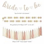 Champagne-Gold Beige Fall Bridal-Shower Party-Decorations - 36pcs Bride To Be Banner,Bachelorette Paper Lanterns,Wedding Streamers Garland,Boho Peach Tissue Pom Poms Flower Fan Decor Supplies Burgleda - Image 2