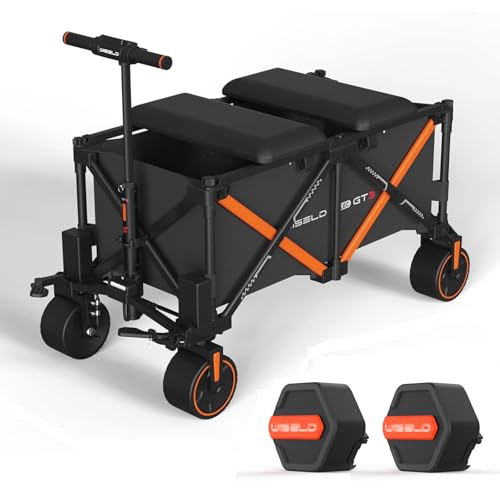 WISELD GT3 Electric Wagon Cart with Seats*2 Battery*2, Dymanic Load