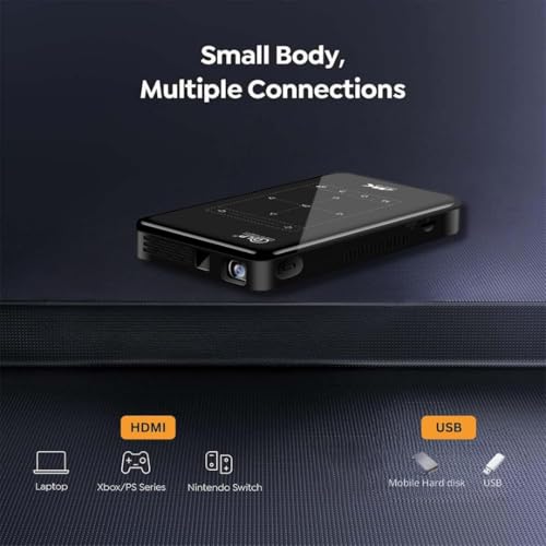 Image of TONZO DLP S2 Mini Android Projector 5000 Lumens | Built-in Battery | HD Ready | Android 9 | Dual USB | HDMI 1GB RAM 8GB ROM 3D Red-Blue Portable Projector for Home & Travel