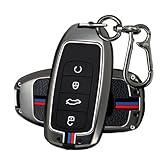 ATFIGII Coque de clé compatible avec Chery Omoda 5 Tiggo 7 Tiggo 8 Tiggo 8 Pro pour Jaecoo 7 Coque de protection en métal pour clé porte-clés 4 boutons B Gris