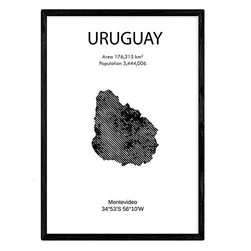 Nacnic Affiche de l'Uruguay. Feuilles de pays et continents. format A3