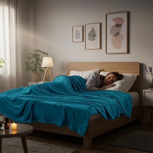 Image of Utopia Bedding Fleece Blanket Throw Size Turquoise 300GSM Luxury Anti-Static Fuzzy Soft Microfiber Blanket for Couch, Sofa and Bed (50x60 Inch)