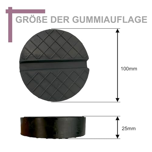 Gummiauflagen Verschiedene Größen für Wagenheber und Hebebühnen zum Reifenwechseln Rangierwagenheber Gummiklotz Gummiunterlage (100x25 V-Nut+Waffel)