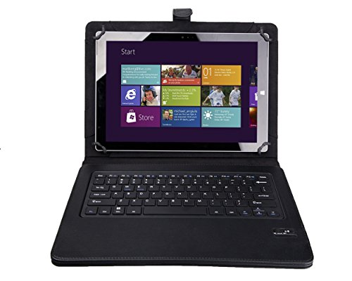 IVSO Bluetooth Keyboard Portfolio Case for 12-inch to 13.3-inch Tablet - DETACHABLE Bluetooth Keyboard Stand Case / Cover for 12-13.3-inch Android and Windows Tablet (Black)