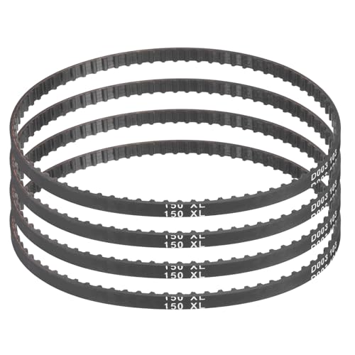 Image of sourcing map 4pcs 150XL 025 Timing Belt 75 Teeth Rubber Geared Cogged Belt, 0.25" Width, 0.20" Pitch Mechanical Replacement Belts