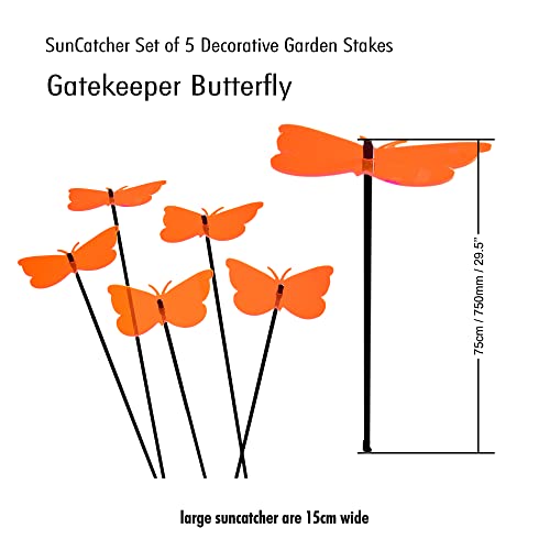 Sun Catcher Garden Decor Glowing Gatekeeper Butterfly Set of 5 Large Garden Stakes 75cm - Image 4