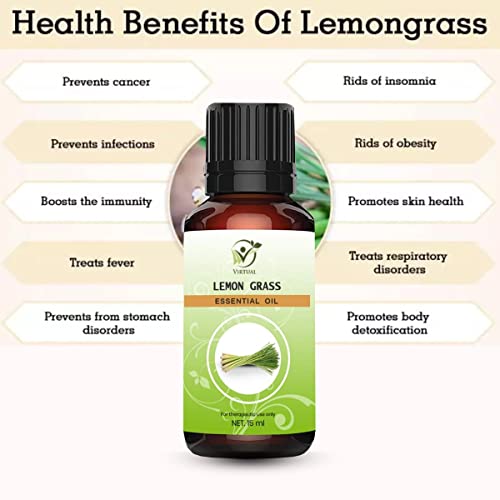 Image of VIRTUAL Lemon Essential Oil 15ml Pure Natural Therapeutic Grade Vitamin C Rich Oil for Skin Care Hair Growth Aromatherapy Diffuser Massage Use