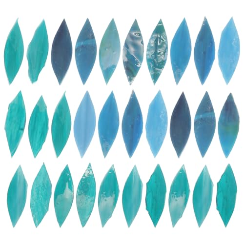 Lurrose 30 Pezzi Piastrelle Vetro Colorato a Forma di Foglia, Pezzi di Vetro Smaltati Lucidi per Mosaico Fai da Te, Materiali Artigianali per Decorazioni Vaso di Fiori e Lavori Creativi