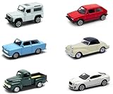 OPO 10 - Set mit 6 Miniaturautos, Maßstab 1:64, 7,5 cm (3 Zoll), kompatibel mit: Bentley, Mercedes, Ford, Land Rover, Volkswagen, Trabant – Welly LSUP7