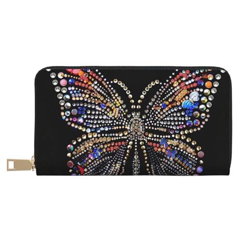 Portefeuille long cuir synthétique papillon blanc porte-cartes et porte-monnaie homme femme