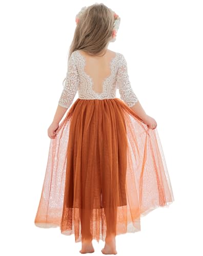 First Communion Dress Lace/Tulle Flower Girl Dress A-line Floor-Length Toddler Dresses for Wedding Garden Party