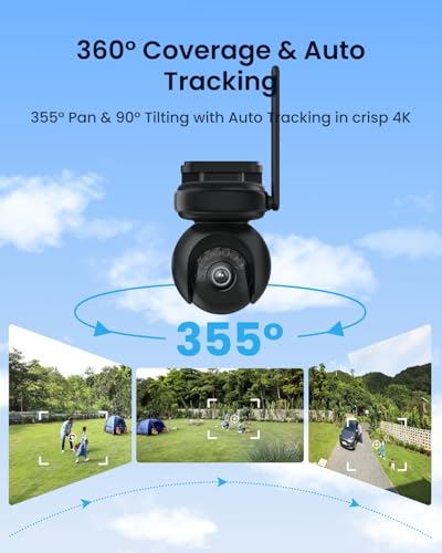 Image of REOLINK Altas PT Ultra Black - 4K Solar Security Cameras Wireless Outdoor, 500 Days Battery Life, ColorX Night Vision, 360 Pan Tilt Auto Tracking, Dual-Band Wi-Fi 6 Cameras for Home Security