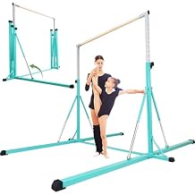 Gymnastics Bar, 510 Base length 45" to 71" Adjustable Horizontal Bar for Serious Training, 500 LBS Capacity, Professional Home Gym Equipment with Competition-Grade Beech-covered Fiberglass Bar