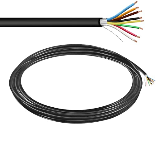 Custom Cable Connection 22 AWG 8 Conductor Stranded Shielded Plenum Cable CL3P Black Jacket for Security/Alarm/Access Control/Sound - 25 Foot Roll in a Bag