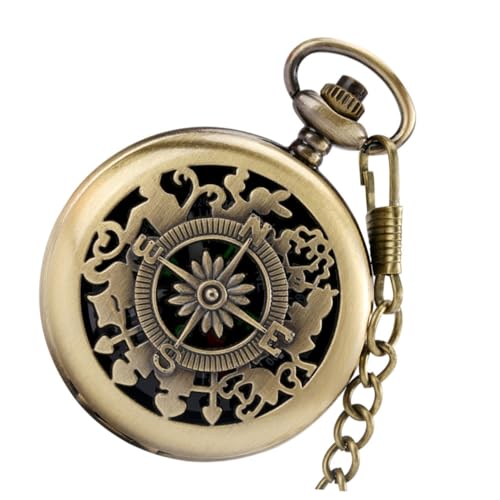 Brújula de bolsillo vintage con acabado bronce miniatura 1