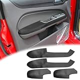 VKGUG 4PCS Door Panel Armrest Cover Replacement Compatible with Ford Focus 2005-2011 Leather Arm Rest Replaced Skin Upholstery Black (Only Leather Part)