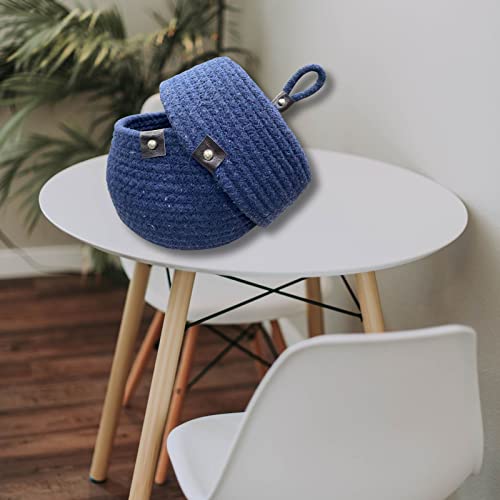 Image of Multi-Purpose Essential Jute Basket With Lid Storage Baskets For Bathroom Living Room & Kitchen | Organizer Box | Storage And Organizer Box (Navy Blue)