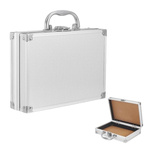 FINGERINSPIRE Boîte de Rangement Aluminium 23x17,3x6cm Boîtier Transport Métallique Portable avec Poignée Insert Mousse EVA Amovible Conteneur Rangement Rigide Platine pour Organisation Bureau Maison