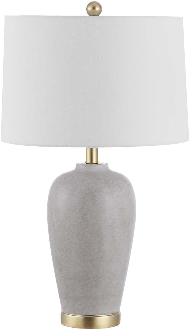 SAFAVIEH Lighting Collection Kline Modern Grey USB Charging Port 26-inch Bedroom Living Room Home Office Desk Nightstand Table Lamp (LED Bulb Included)