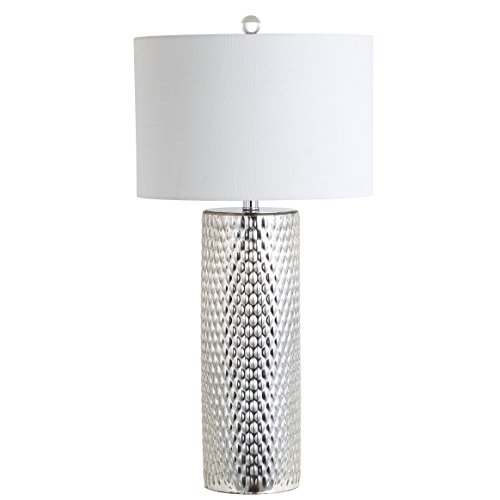 JONATHAN Y 30" Silver Isabella Studded Glass Table Lamp, Contemporary Glam Silver Leaf Base with White Linen Drum Shade for Bedroom Living Room, LED Bulb Included JYL1013A by JONATHAN Y - Image 7