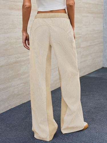 Image of PEIHOT Low Rise Striped Pants for Women Pull On Drawstring Boho Wide Leg Jeans Trendy 2026