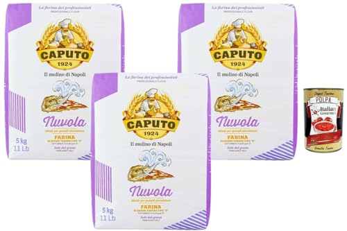 Italian Gourmet Bundle – Tipo 0 Pizzamehl für große Porung 3x5 kg (15 kg) für lange Teigführung, Pizza/Focaccia/Pinsa & Brot, Vorratspack für Profi-Backen + Italian Gourmet Polpa