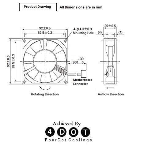 Image of Fourdot 92mm 4Inch Axial Cabinet Cooling Fan 12V Model-9225 (With motherboard Connector)