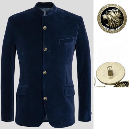 Image of Abs Golden 3D Lion Head Shank Button Embedded Enameled Lucite Round Abs Button for Blazer Suits Coat Bandhgala DIY Art & Crafts (Pack of 8 Big, Black Lucite)