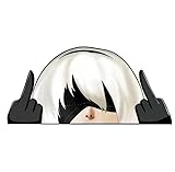 White Haired Anime Girl Automata Peeker Anime Manga Decal Stickers, Ideal for Cars, Laptop, Skateboard, Wall Décor, UV Resistant 5.9' in