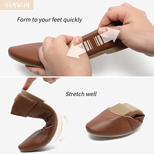 HEAWISH Women’s Flats Shoes Round Toe Ballet Flats Elastic Work Shoes Leather Flat(Tan, US9) by HEAWISH - Used condition - Image 5