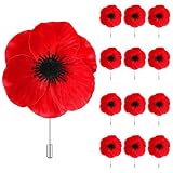 12Pcs 2.6in Poppy Pins Remembrance Day Poppy Pin,PU Red Poppy Brooch Lapel Pin Remember Memorial Day Poppy Flower Brooch Pin Lest We Forget on Veterans Day Memorial Day Remembrance Day