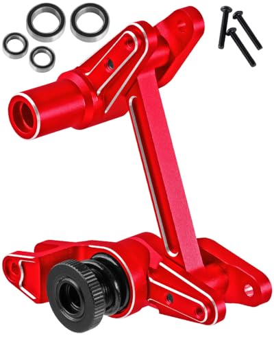 BRCatWPark Aluminum Tie Rod & Servo Horn Upgrades Part for 1/10 WideMaxx/X-Maxx,RC Fixed Link Steering Servo Arm,RC Truck Mode #89086-4,#89076-4,Red