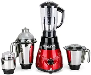 MasterClass Sanyo Kiaa 750W Mixer Grinder with 3 SStainless Steel Jars and 1 Juicer Jar (1 Wet Jar, 1 Dry Jar and 1 Chutney Jar), Black-RED.Make in India(ISI Certified)