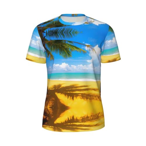 T-shirt course à pied homme en maille anti-transpiration entraînement nuages et palmiers