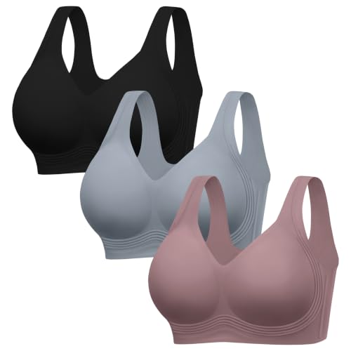 Image of HBselect Jelly Bras for Women Plus Size Pullover Wireless Full Coverage Bra | No Underwire, Push Up, Lift, Minimizer Bras, Wide Straps, Seamless T-shirt Everyday Bralette, For Older Women, Large Breast