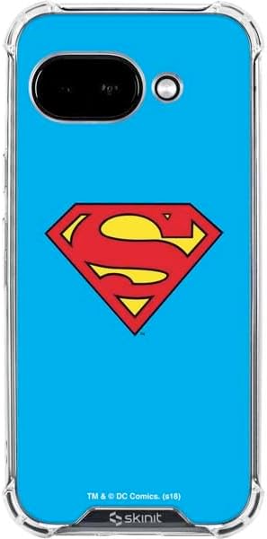 Skinit Clear Phone Case Compatible with Google Pixel 9a - Officially Licensed DC Comics Superman Comic Pattern Logo in Red Design