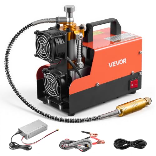 Compresor de aire PCP VEVOR 4500PSI PCP Airgun compresor y convertidor externo, parada manual 250W DC12V/AC120V Compresores portátiles de tanque de...