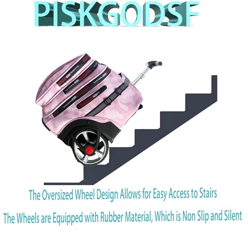 22 Inch Travel Rolling Backpack with Wheels for Women, Large Wheeled Backpacks with Large Capacity, Roller Bag with Laptop Waterproof Compartment (Pinkish)4