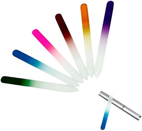 EZGO 6 Pieces Double Sided Crystal Glass Nail Files with Case - Best Glass files for Nails and Beauty