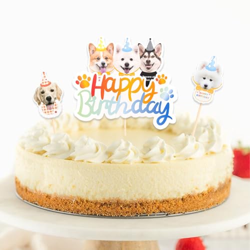 DazzJoy 25 Stück Happy Birthday Tortendeko Hunde Deko,Tortendeko Geburtstag Hunde Cake Topper Geburtstag,Happy Birthday Kuchendeko für Hundegeburtstag,Cupcake Topper für Hundeliebhaber