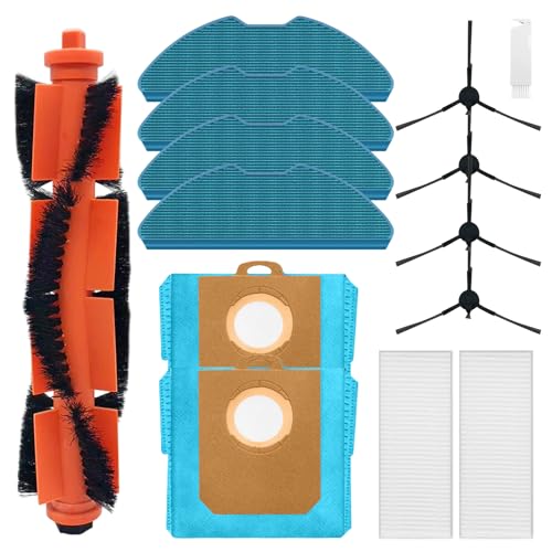 Fixbetter Zubehörset für Philips Homerun Serie 3000 XU3100/01 XU3110/02 XU3000/01 XU3000/02 Saugroboter, 1 Rollenbürste, 2 HEPA-Filter, 4 Wischtücher, 2 Staubbeutel, 4 Seitenbürsten, 1 Bürste