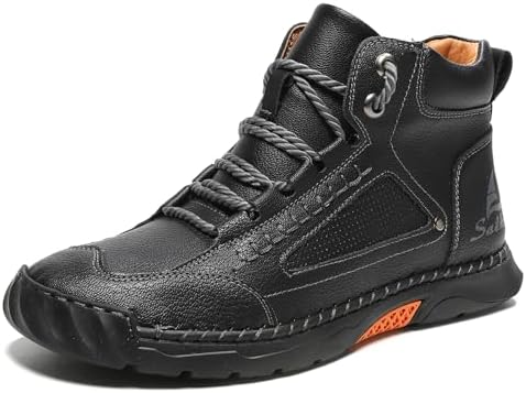 Mens Orthopedic Comfortable Handmade Boots Casual Mid Top Walking Driving Shoes Waterproof Arch Support Spacious Toe Box Outdoor Leather Shoes