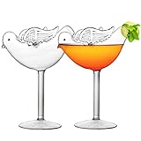 Bird Cocktail Glass Set of 2, Transparent Martini Glass Creative Cup Juice Glass Great for...
