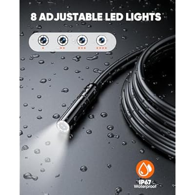 Industrial Endoscope Borescope Inspection Camera with Light, Dual Lens Snake Drain Bore Scople Digital Cameras 1080P, 4.3 Inch LCD Screen, 16.5FT Semi-Rigid Cable