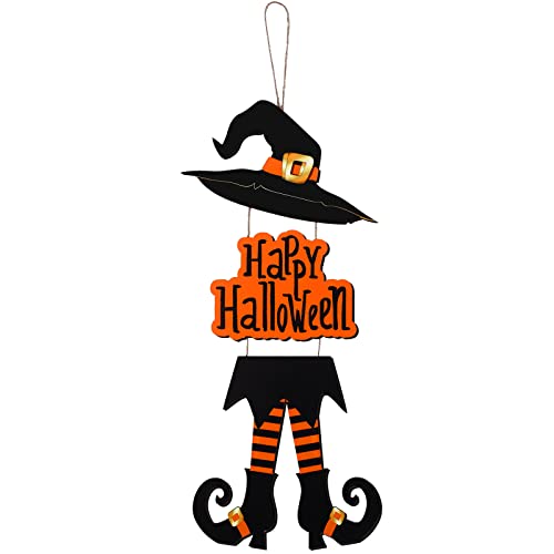 Happy Sign Decoration Witch Legs Hat Hanging Wooden Wall Decor Version Rustic Front Door Hanger Fall Art Ornament for Home Room Indoor Outdoor Holiday Party Halloween Christmas (Orange) Happy Sign Decoration Witch Legs Hat Hanging Wooden Wall Decor Version Rustic Front Door Hanger Fall Art Ornament for Home Room Indoor Outdoor Holiday Party Halloween Christmas (Orange)