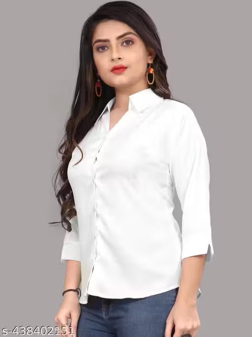 Image of Women's Cotton Blend Solid Shirt - Stylish Collar Neck-Purple-G1 P7