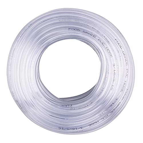DERNORD PVC Tubing 3/16"ID X 5/16"OD Flexible Clear Vinyl Hose 50 Feet for Food Grade